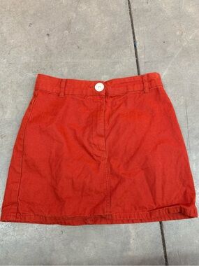 BDG Red Mini Skirt with White Button